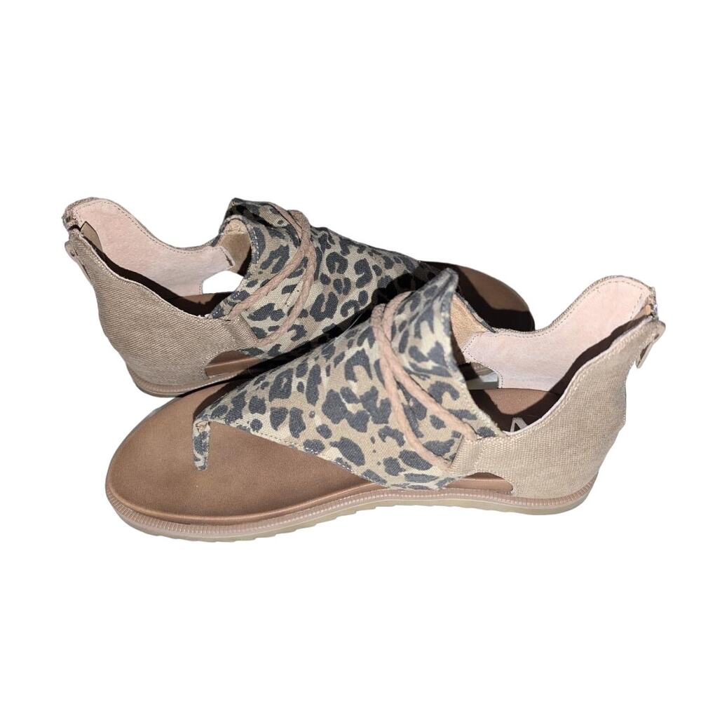 Womens Very G Sparta Leopard Print Sandals Size 8.5 Thong Style Brown Black - Picture 5 of 9